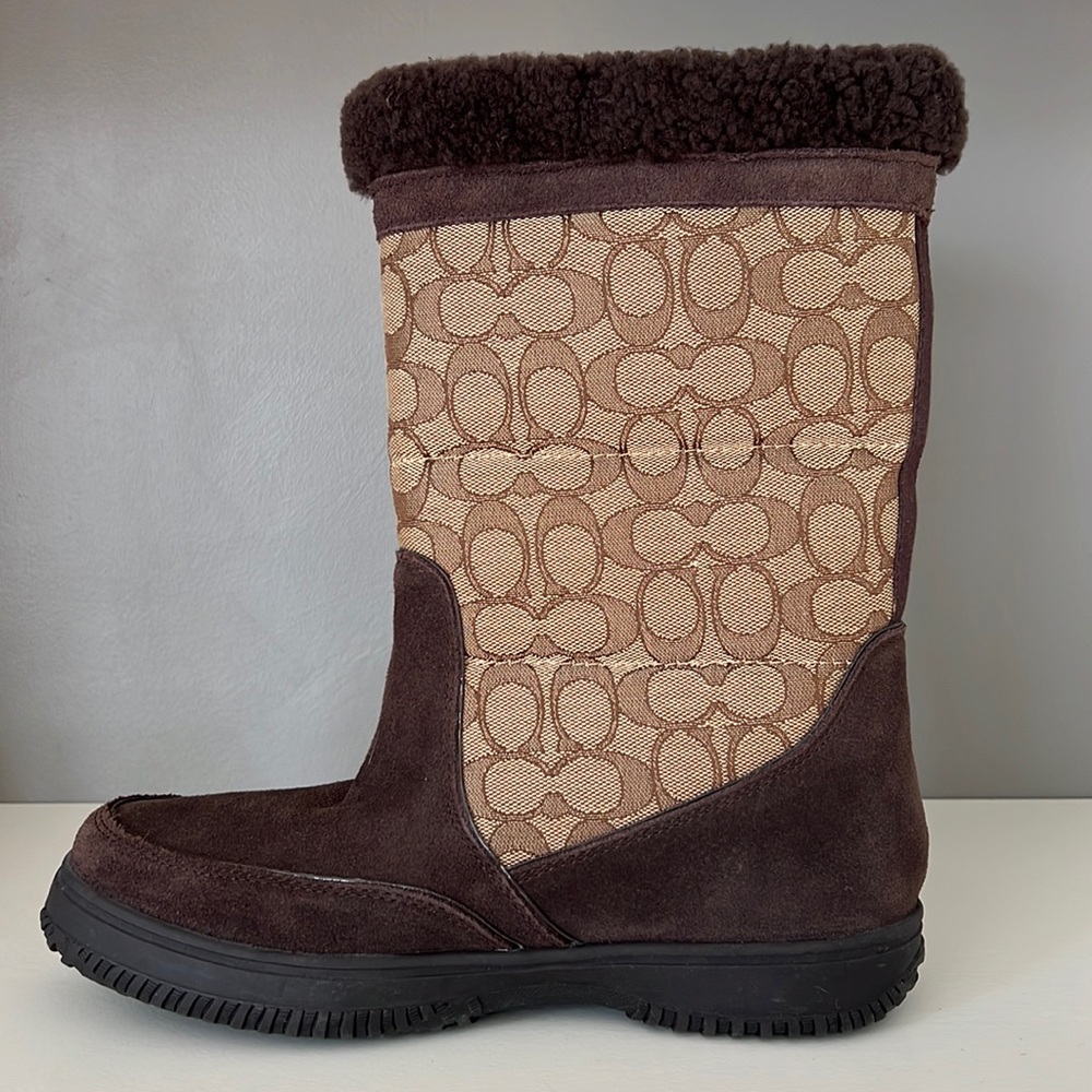 Coach Sherman Signia Women’s Brown Sz 9B Suede Fleece Lined Winter Boots…